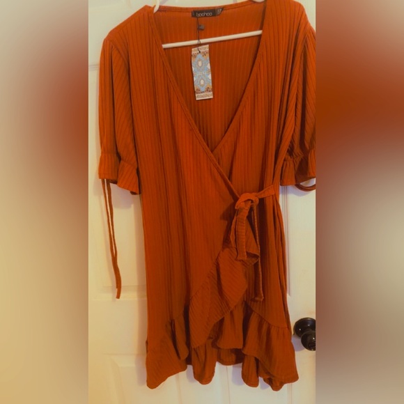 ORANGE RUFFLE SKATER DRESS - Picture 3 of 3